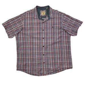 RedHead Shirt Mens 2XL XXL Blue Red Plaid Cotton Button Up Short Sleeve Pocket